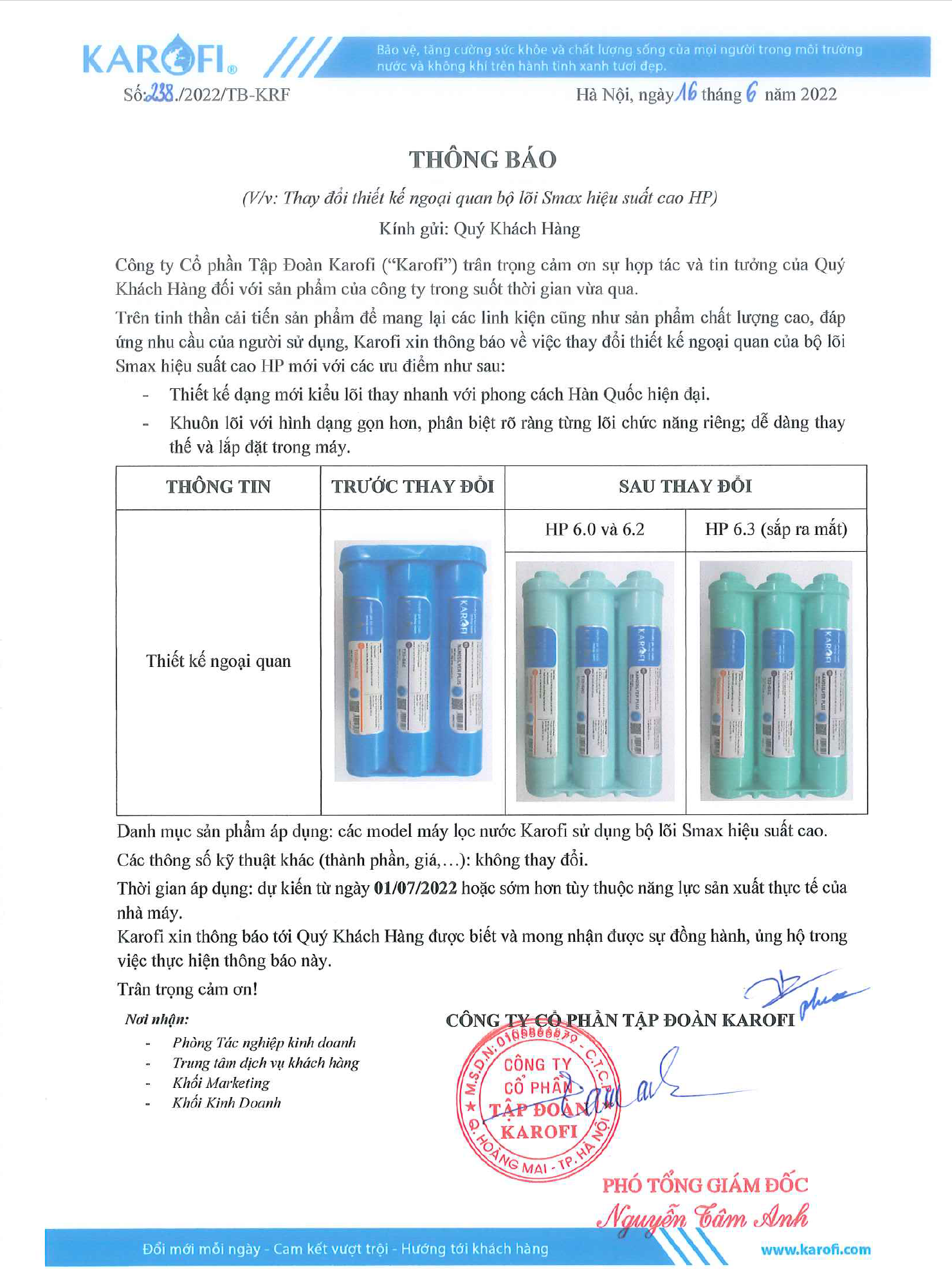 Combo 10 Lõi lọc Karofi - Đúc Nguyên Khối SMAX Hiệu Suất Cao HP 6.2 - Màng RO Dupont (10l/h) - Alkaline - Hydrogen - Hàng Chính Hãng