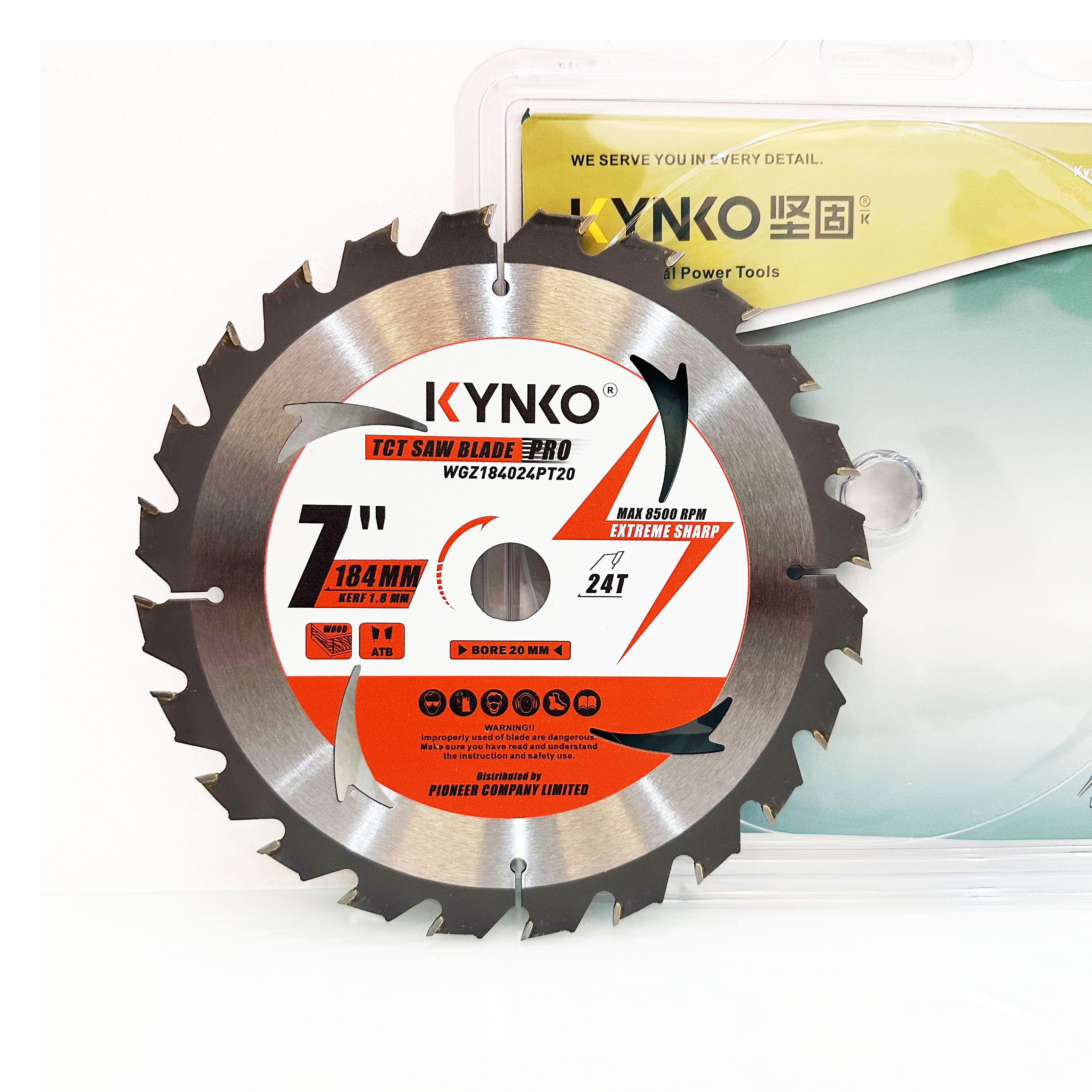 LƯỠI CƯA GỖ TCT 24 RĂNG đường kính phi Ø 184mm KYNKO WGZ184024PT20
