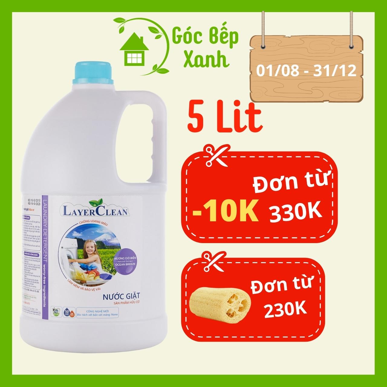 Nước giặt hữu cơ Layer Clean 5 Lit, Hương Gió Biển