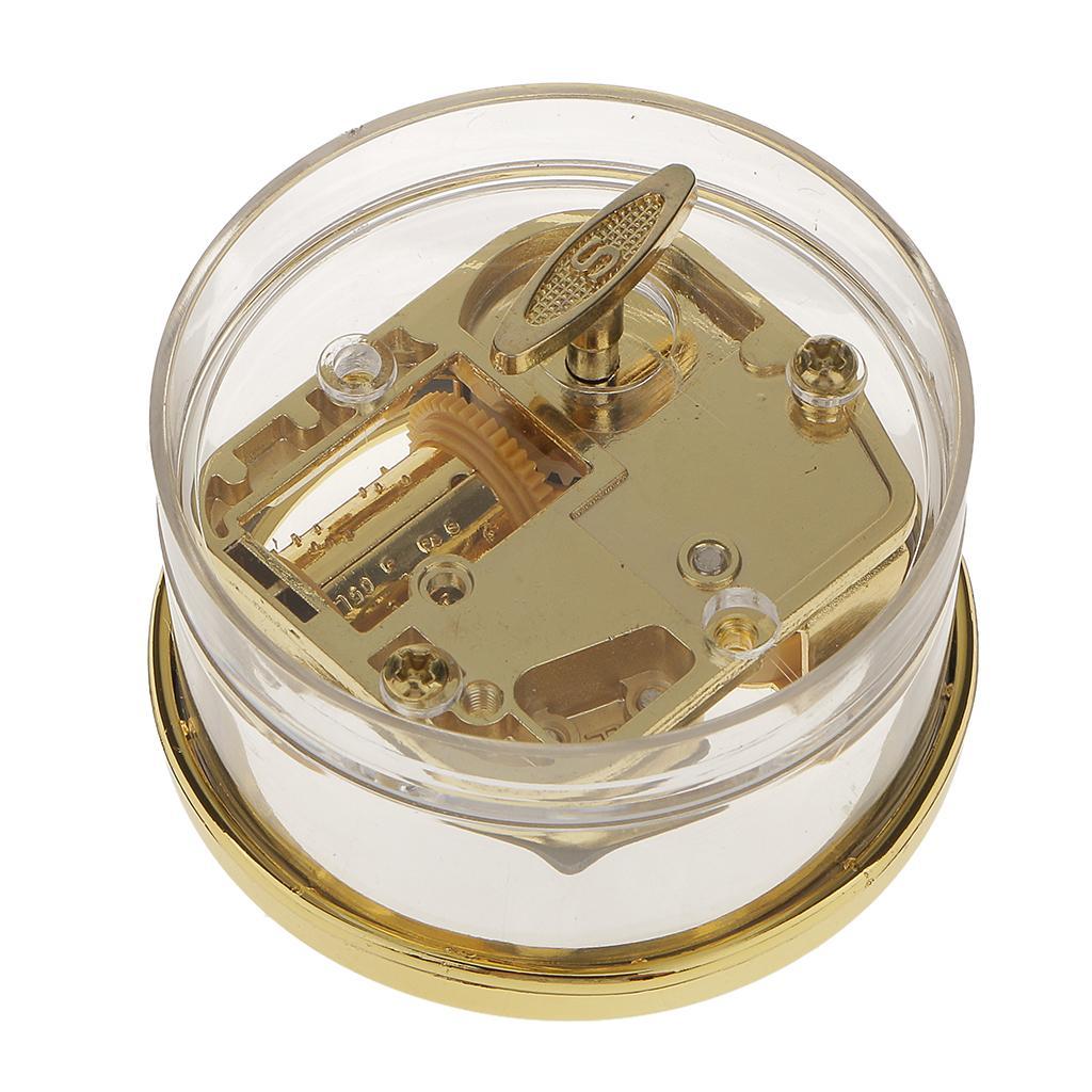 Acrylic Round Transparent Wind-up Clockwork Music Box with Melody Edelweiss