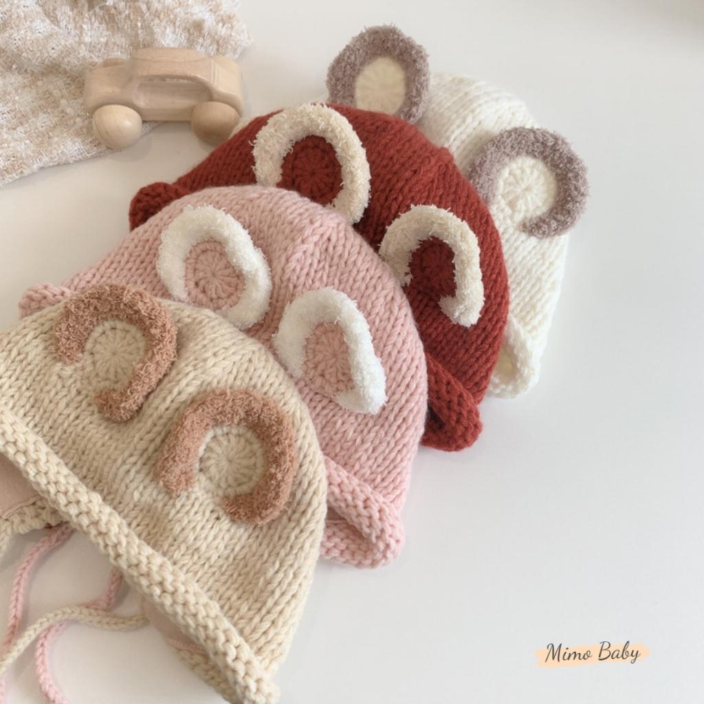Mũ nón len mùa đông vành xoắn đan tai chuột dễ thương cho bé ML196 Mimo Baby