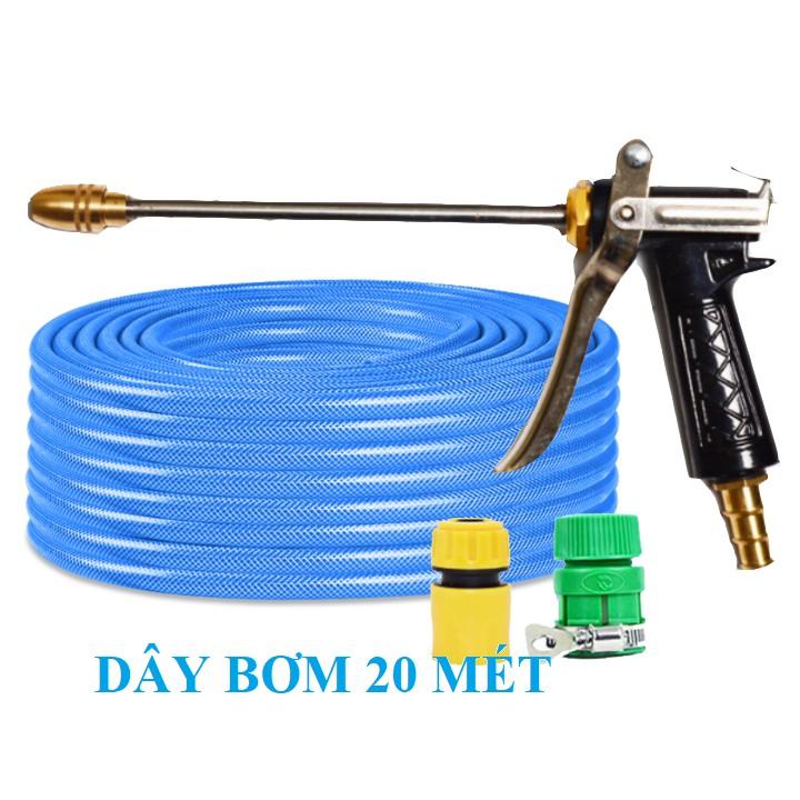 Bộ dây vòi xịt ️bơm nước phun sương️ , tăng áp 3 lần, loại 20m 206318 đầu đồng, cút,nối vàng + mở chai