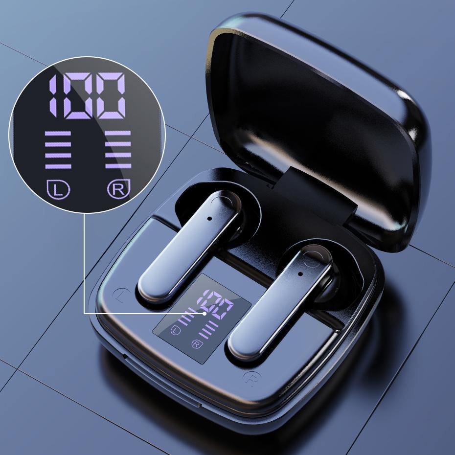 Tai Nghe Không Dây Đèn LED Hiển Thị Pin Thông Minh Bluetooth Stereo Vòm Bass Cao Cấp Gọi Tai Nghe Nhét Tai Không Dây