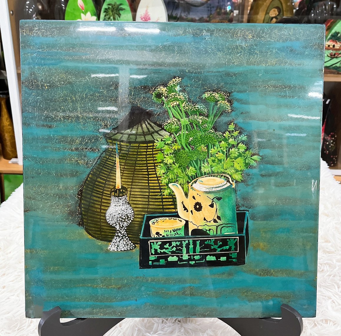 Tranh sơn mài tĩnh vật cao cấp Thanh Bình Lê 40x40 cm