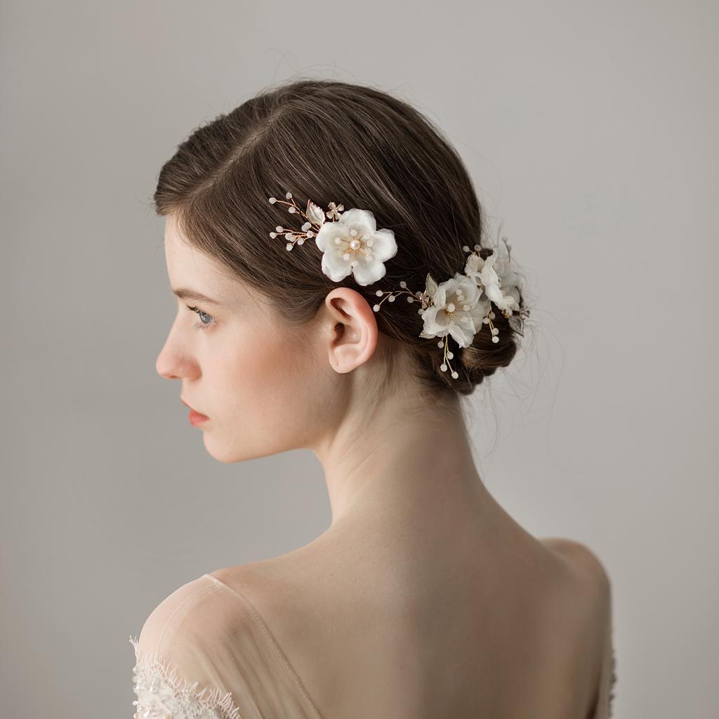 2x Flower Slide Hair Clip Hairpins Women Bridal Pearl Barrette Hair Jewelry