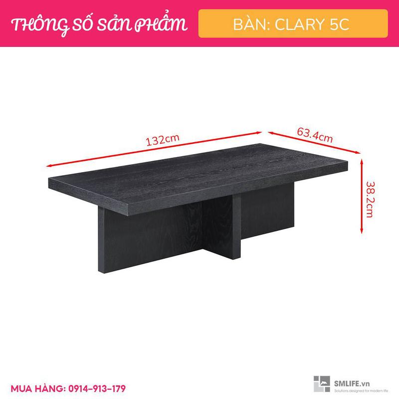 Bàn sofa gỗ sồi hình chữ nhật sang trọng SMLIFE Clary 5C | D132,0 x R63,4 x C38,2cm | gỗ Cao Su và Veneer Sồi