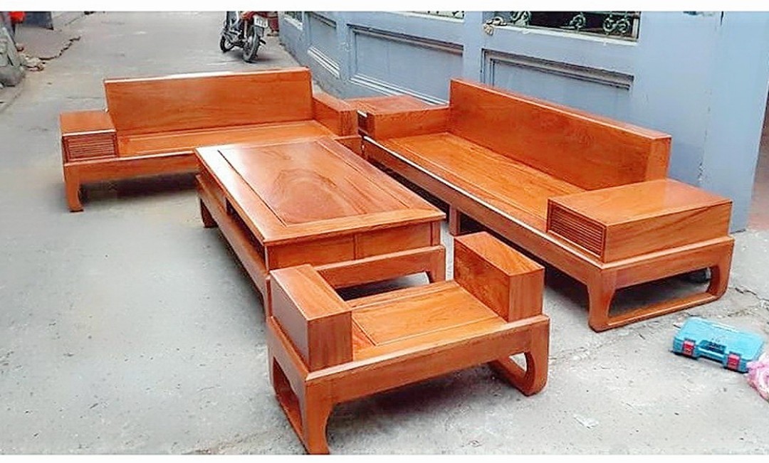 Bộ sofa 2 văng gỗ gõ đỏ M02