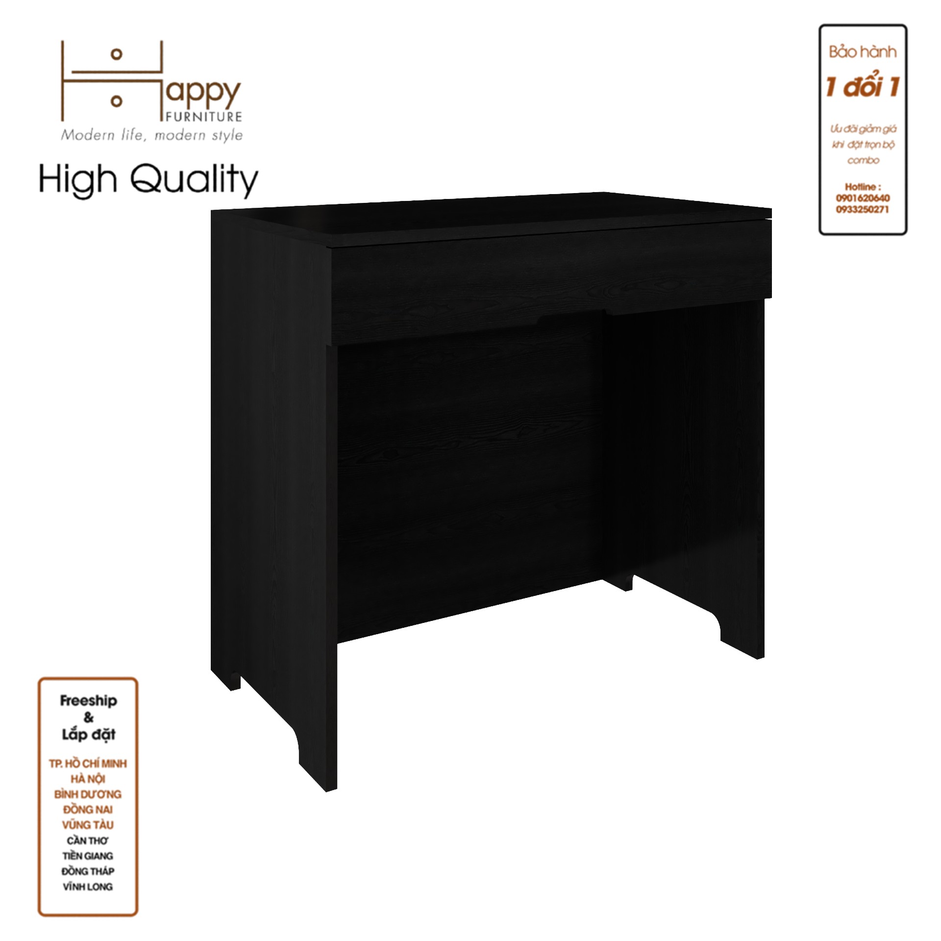 [Happy Home Furniture] MOLLY , Bàn trang điểm 1 ngăn kéo, 80cm x 46cm x 75cm ( DxRxC), BAN_064