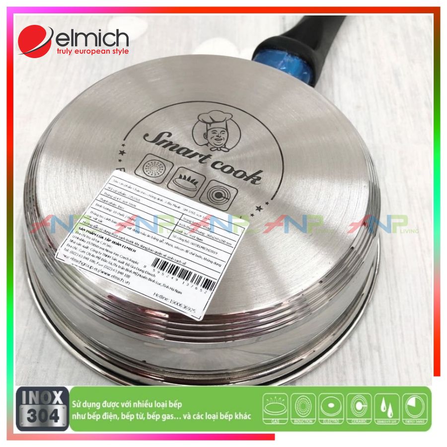 COMBO 2 CHẢO INOX ELMICH CHỐNG DÍNH 3 ĐÁY MAX B 16&amp;20CM