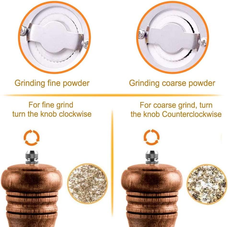 2 cái cối xay tiêu và muối thủ công bằng gỗ, cối xay tiêu, cối xay thảo mộc gia vị