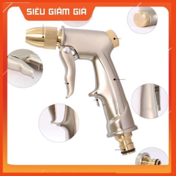 Bộ dây vòi xịt nước rửa xe, tưới cây . tăng áp 3 lần, loại 15m 206701-1 đầu đồng, cút, nối PE