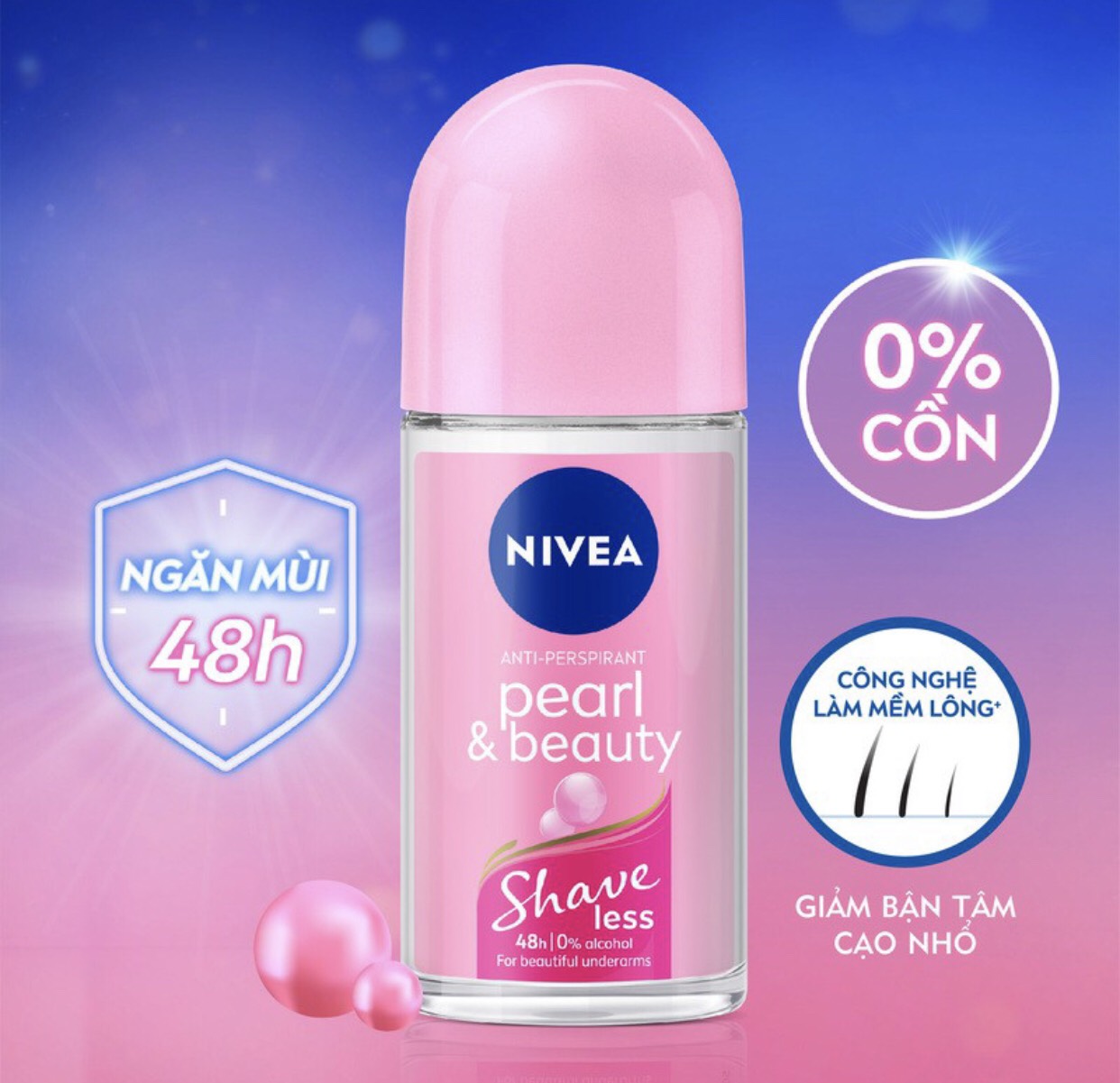 Bộ Đôi Xịt ngăn mùi NIVEA SHAVELESS ngọc trai đẹp quyến rũ (150ml)+Lăn ngăn mùi NIVEA SHAVELESS ngọc trai đẹp quyến rũ (50ml)