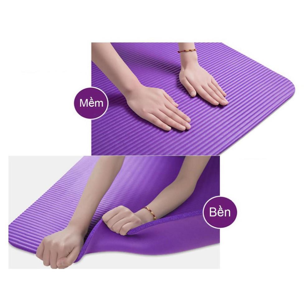 Thảm tập Yoga, Gym, Fitness Cao Cấp dày 10mm-15mm TPE Hàn Quốc(Tặng Kèm Túi Đựng)