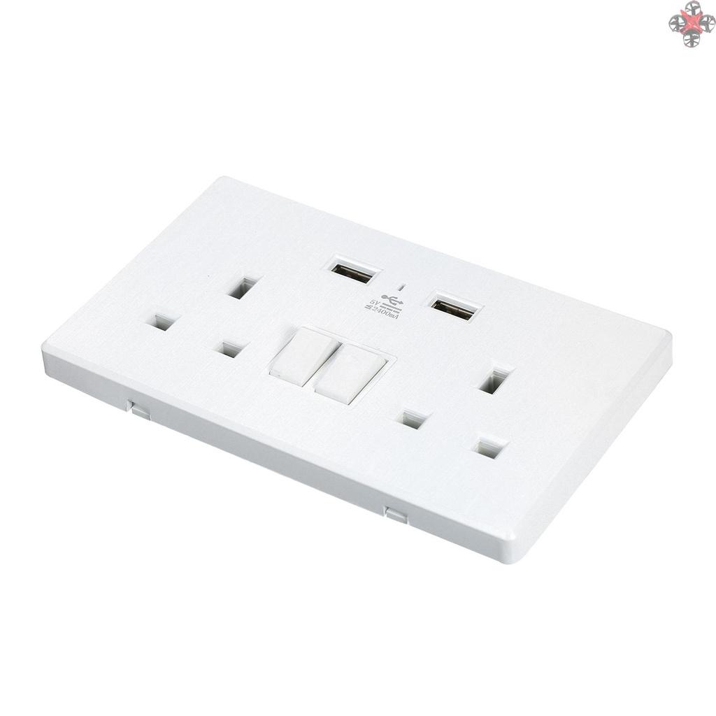Ổ Cắm Điện Gắn Tường 2 Cổng Usb 13a 2 5v 2.4a