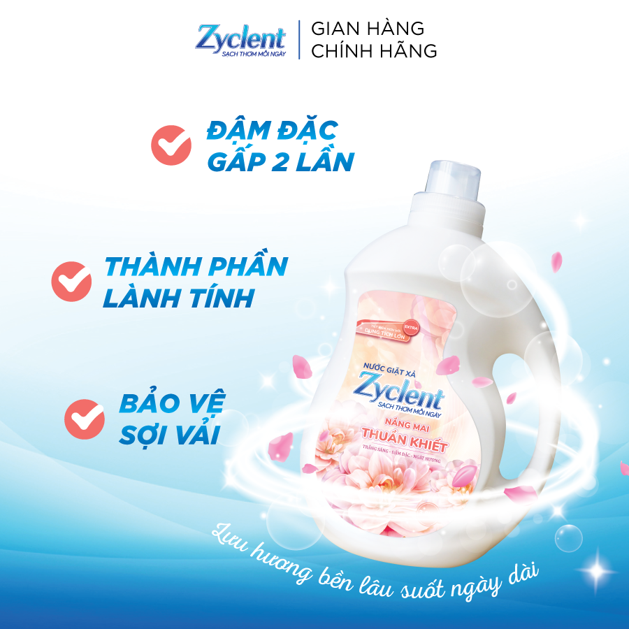 Thùng Nước Giặt Xả Zyclent Extra Hương Nắng Mai Thuần Khiết (3.8kg x 4 can)