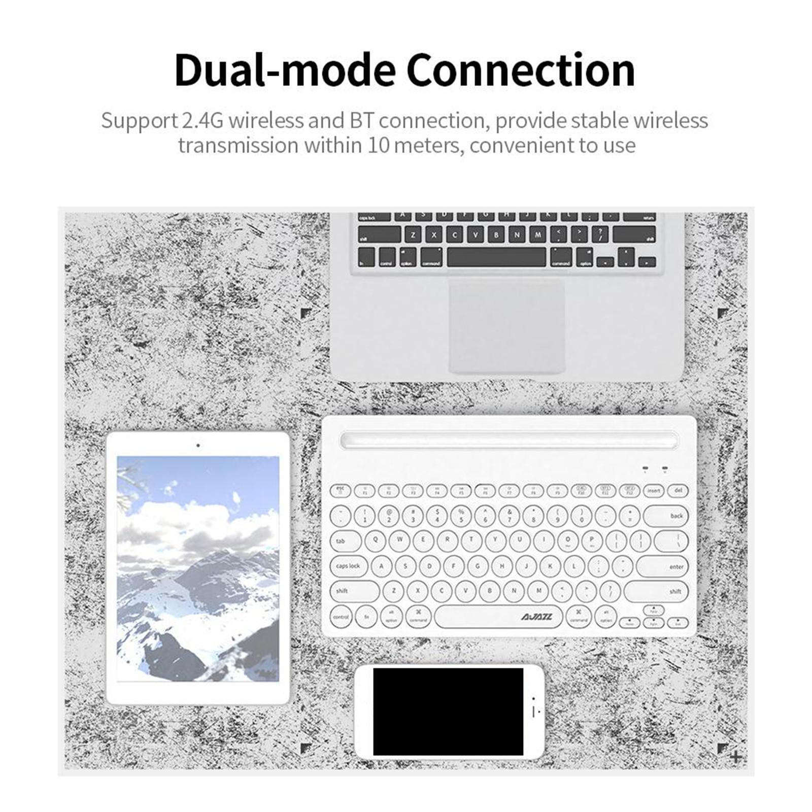 Fashion Desktop 2.4G Wireless Bluetooth BT Dual-mode Keyboard 79 Keys Round Keycaps, Work From Anywhere