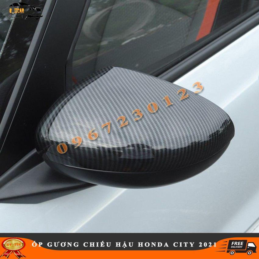 Bộ 2 Ốp Gương Chiếu Hậu cho HONDA CITY 2021 Cacbon Và Mạ Crom Chuẩn Phom Xe