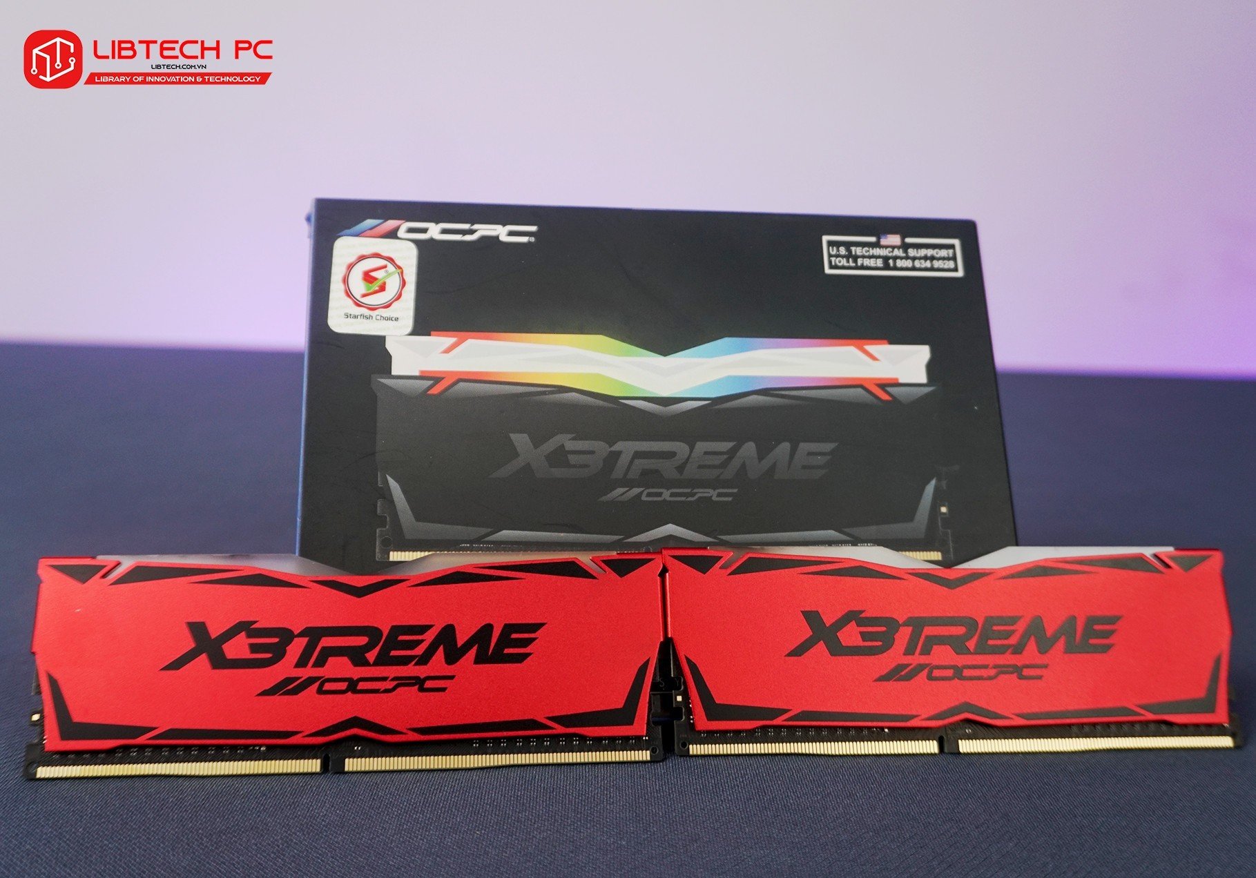 Ram OCPC X3TREME Aura RGB 16GB DDR4 Bus 3200 C16 Red (2x8GB)