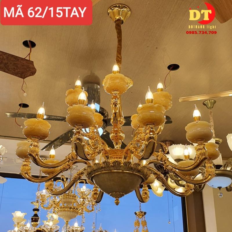 Đèn chùm tân cổ điển DOTHANH LIGHT 62, trang trí phòng khách 15 tay cao cấp DCN