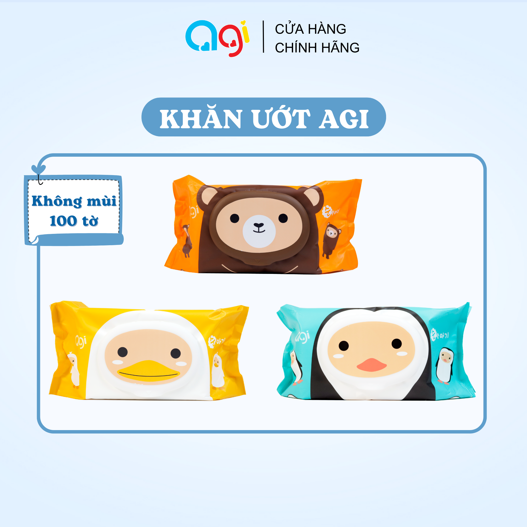 Khăn giấy ướt Agi không mùi 100 tờ