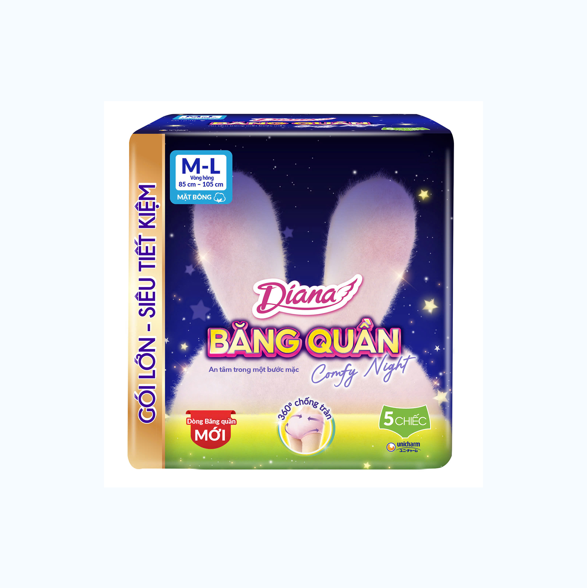 Băng vệ sinh dạng quần Diana Comfy Night Size M-L (5 Chiếc/Gói)