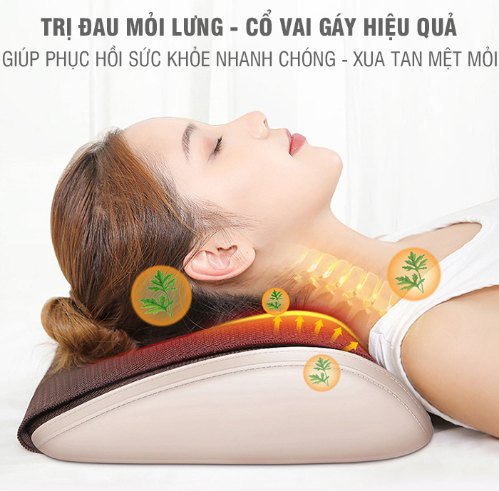 Máy (đệm) massage lưng cổ vai gáy đa năng YIJIA YJ-M3 - Rung, nóng và túi khí nâng giãn cột sống lưng và cổ