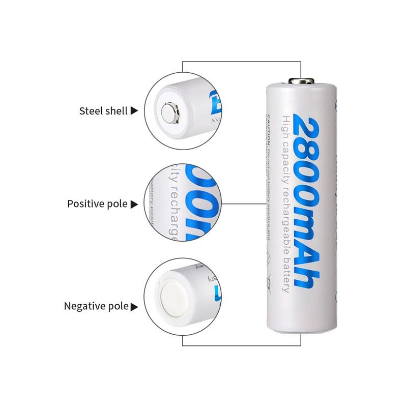 Combo 4 pin sạc AA Beston 3000mah/2800mah - kèm hộp nhựa đựng pin (Trắng)