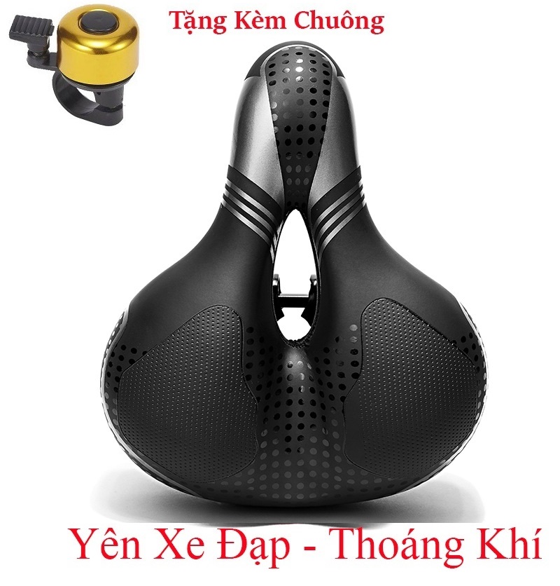 Yên xe đạp thể thao , Carbon siêu êm - Màu Bạc , Chính hãng Shengxin , da PU cao cấp - Tặng kèm chuông