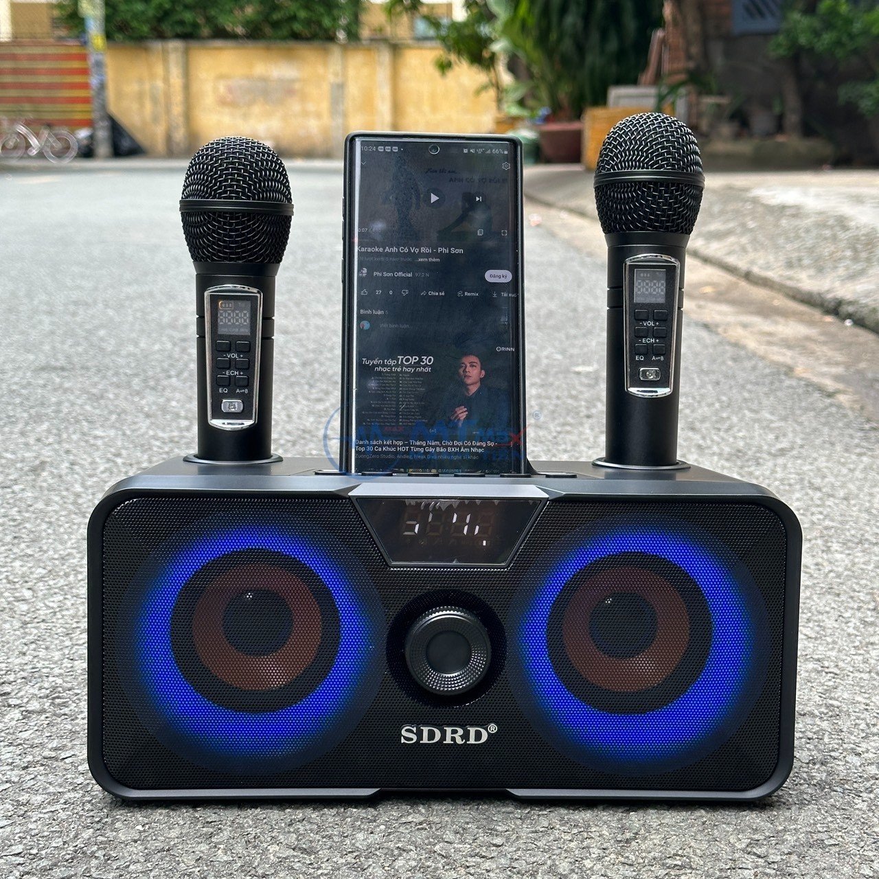 Loa Bluetooth SD317 - Nhỏ Gọn Đầy Mạnh Mẽ, Âm Thanh Chất Lượng, Đèn RGB Nhiều Màu Sắc, Tặng Kèm 2 Micro Không Dây Thông Minh Chống Nhiễu Giọng. Hàng Chính Hãng