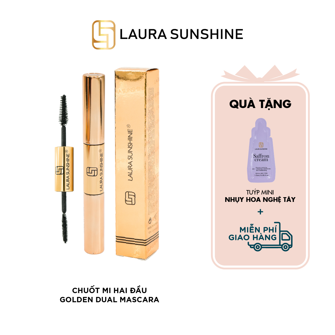 Mascara làm dày và dài mi tự nhiên- Golden Dual Mascara - Nhật Kim Anh - Laura Sunshine