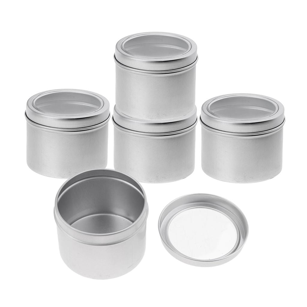 5Pcs Aluminum Tin Storage Pot Candles Salves Containers Screw Lid 100ml