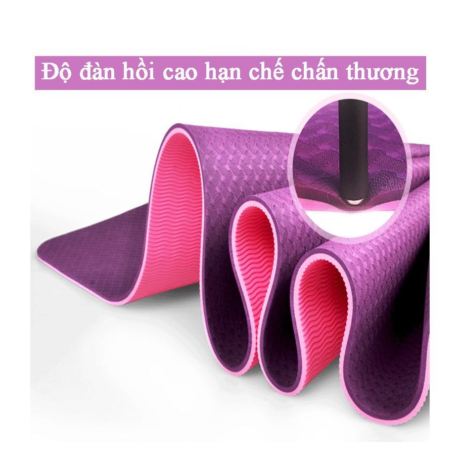 Thảm Tập Yoga chống trượt 2 lớp dày 8mm chất liệu cao su non TPE cao cấp tấm thảm tập gym thể dục tại nhà