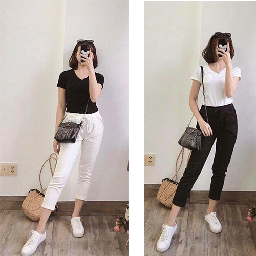 Quần baggy kaki thun nữ lưng thun Q040