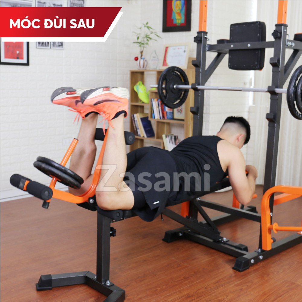 Giàn tạ đa năng kết hợp xà đơn xà kép Zasami 8215 - Kèm 50kg tạ gang, đòn 1m5 - tặng bộ tạ đeo chân