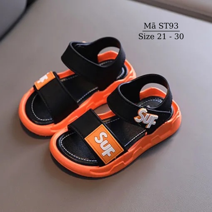 Dép sandal trẻ em cho bé trai 2 - 6 tuổi quai hậu kiểu dán nhựa dẻo êm nhẹ mang mùa hè đi học đi chơi khỏe khoắn năng động ST93