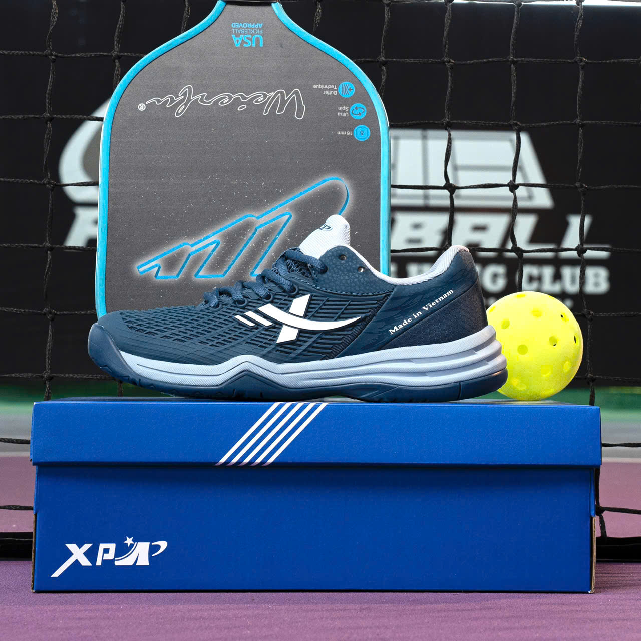 Giày Pickleball, cầu lông XP Xampo Max mẫu mới - đế kếp 2 lớp + thanh chống xoắn - Chính hãng