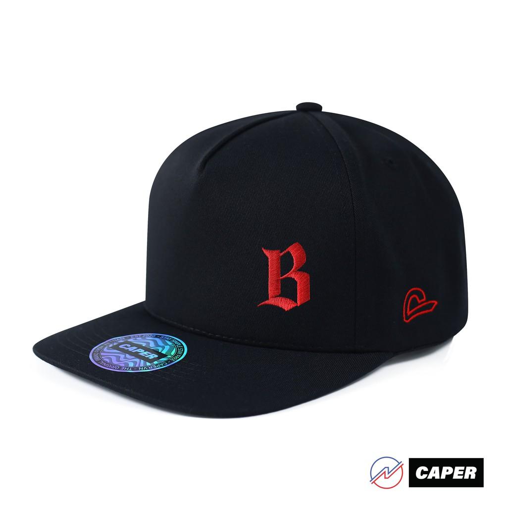 Mũ Nón lưỡi trai vành ngang snapback Caper đen B logo nhiều màu