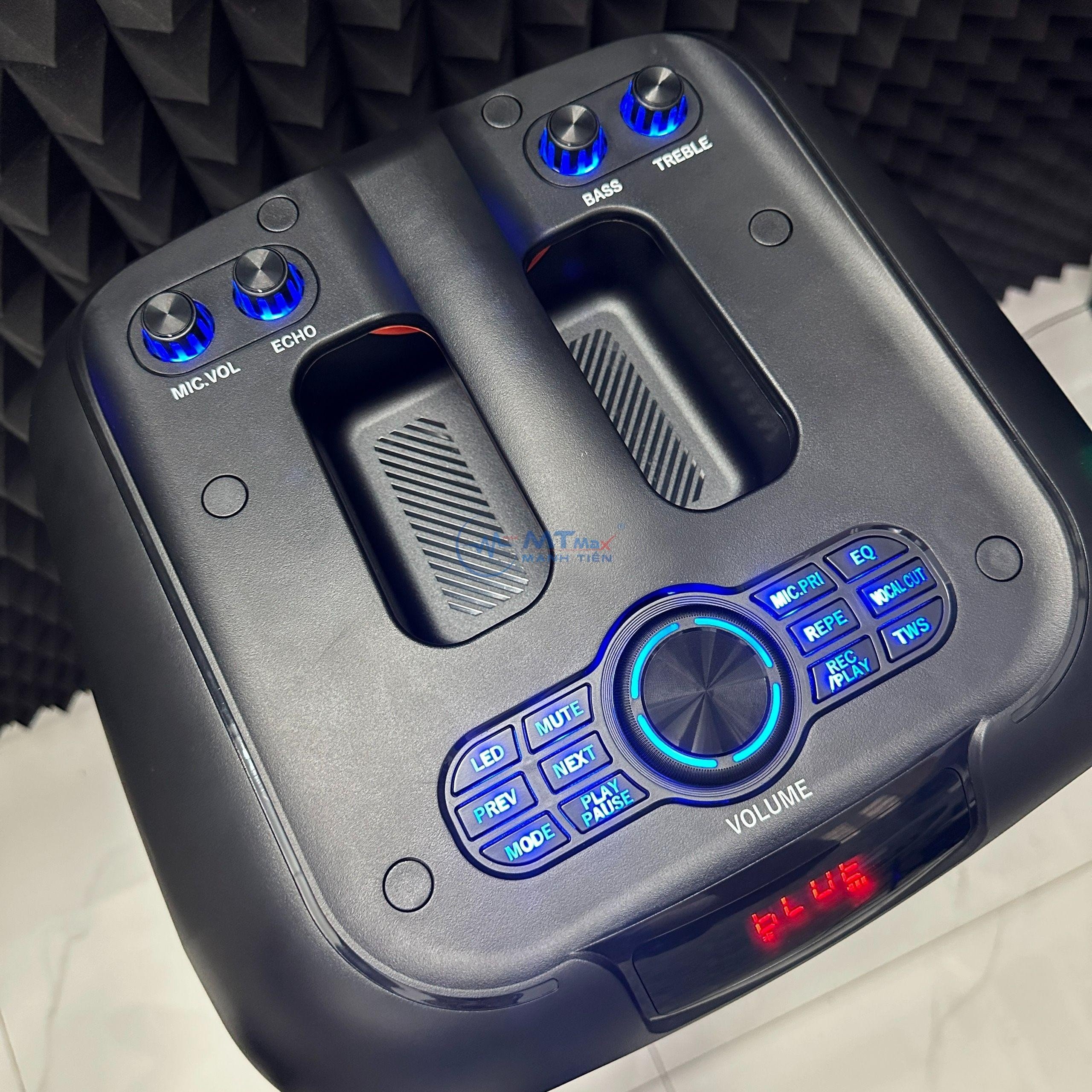 Loa Bluetooh Karaoke NDR 102B - Loa Đèn Led Cực Đẹp 7 Chế Độ, Âm Thanh Mạnh Mẽ, Trầm Ấm, Kết Nối Bluetooth, USB, TF, AUX, TWS, Đi Kèm Chân Loa Có Led RGB Và Micro Không Dây Đa Năng hàng chính hãng
