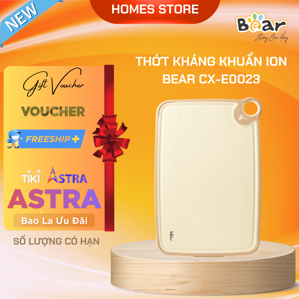 Thớt Nhựa Kháng Khuẩn Cao Cấp BEAR CX-E0023 Size S Chống Đọng Nước Chống Trượt Chống Mốc Tiêu Chuẩn Chất Lượng Toàn Cầu - Hàng Chính Hãng