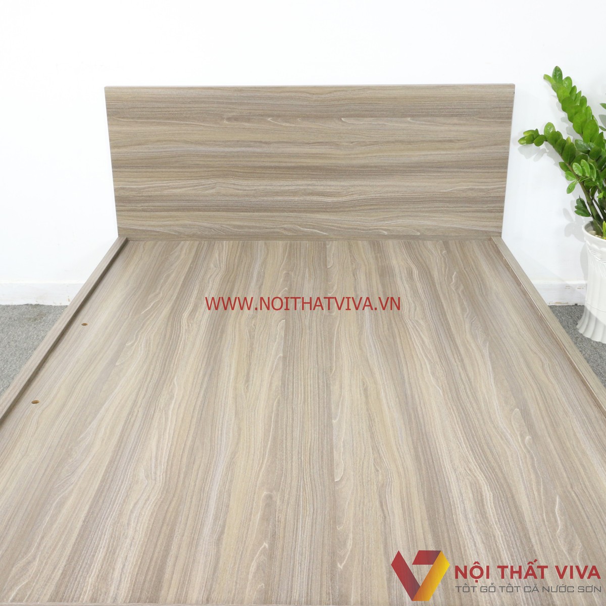 Giường Ngủ Gỗ MDF Melamine Màu Xám Vân Gỗ Đẹp Giá Rẻ