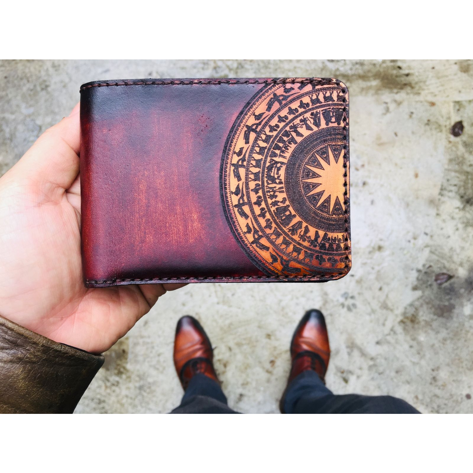 VÍ RAM TRỐNG ĐỒNG ĐỎ MAHOGANY DÁNG NGANG  – MỆNH HỎA VÀ MỆNH THỔ - HÀNG CHÍNH HÃNG