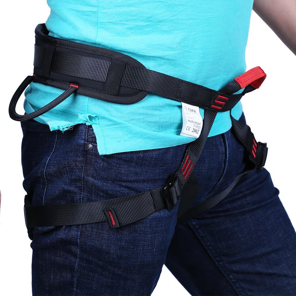 Premium Rock Climbing Half Body Harness Safety Seat Sitting Bust Belt for Outdoor Sports Mountaineering Downhill Tree Arborist Rappelling Rescue Gear Equipment