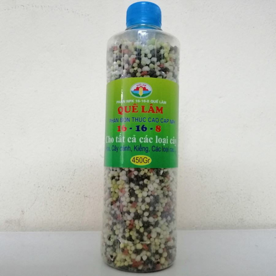 PHÂN BÓN THÚC CAO CẤP QUẾ LÂM 450G NPK 16-16-8, DÙNG CHO TẤT CẢ CÁC LOẠI CÂY