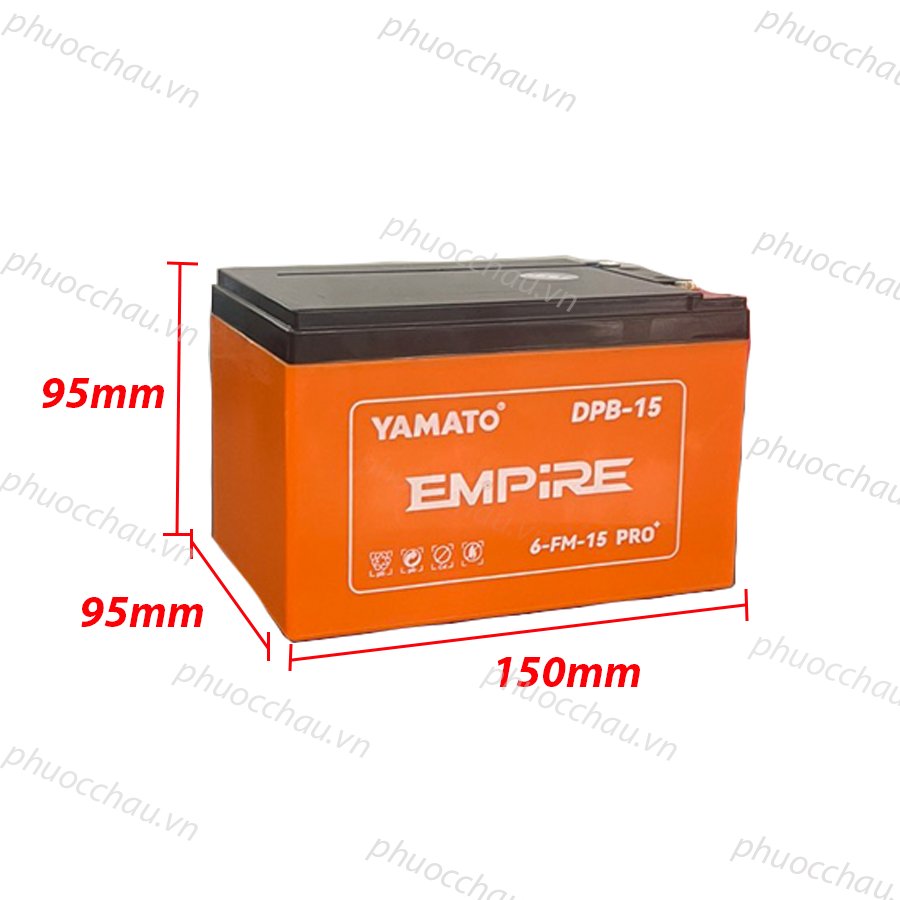 Ắc Quy Xe Đạp Điện 6-DPB-15 PLUS YAMATO 12V-15AH, acquy dùng cho Loa Kéo, Năng Lượng Mặt Trời
