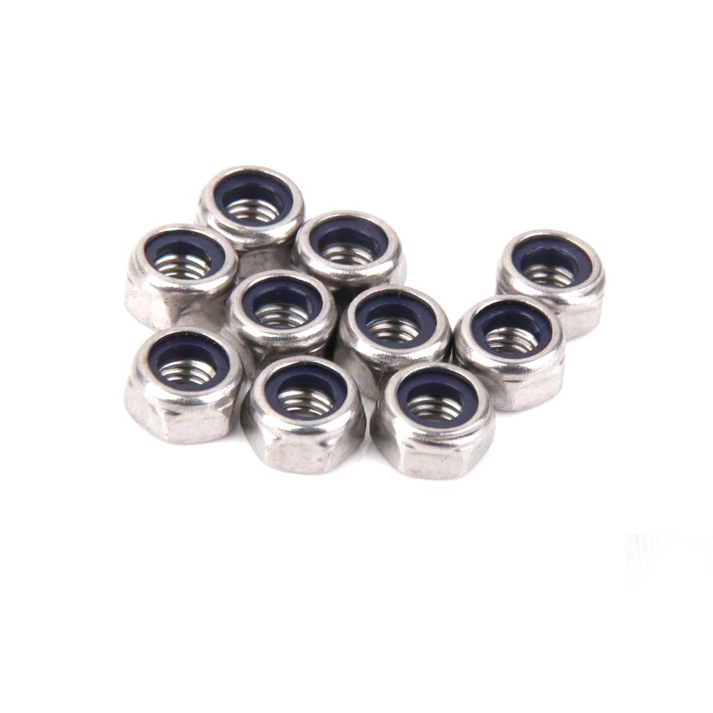 2x10Pcs M5 Stainless Steel A2 Nylon Collar Insert Self-lock Nuts Bolts Screws