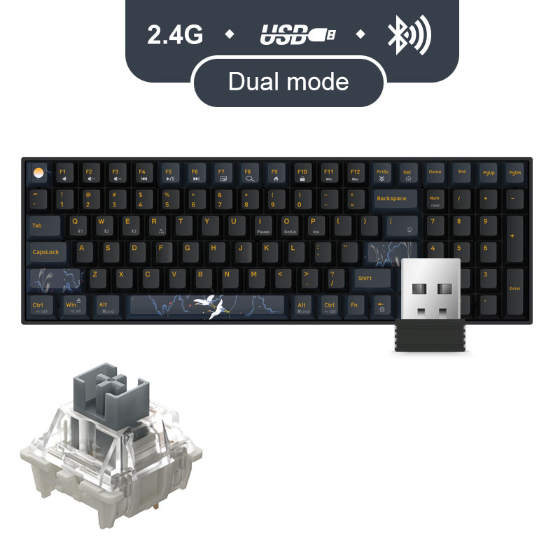 Bàn phím cơ không dây Dual Mode Newmen GM1000(Phiên bản Tiên Hạc-Trăng & Mây đặc sắc),Hotswap,Keycap PBT double-shot,LED RGB, đa chế độ kết nối (Bluetooth 5.0/Wired/2.4G)-Hàng chính hãng, bảo hành 24 tháng