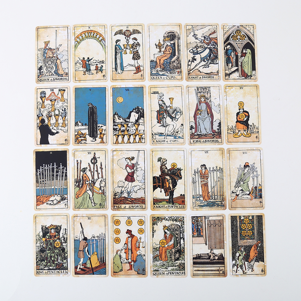 [Mạ Cạnh] Bộ Bài Tarot Vintage Hộp Thiếc 78 Lá 98x58 Mm Tặng Đá Thanh Tẩy