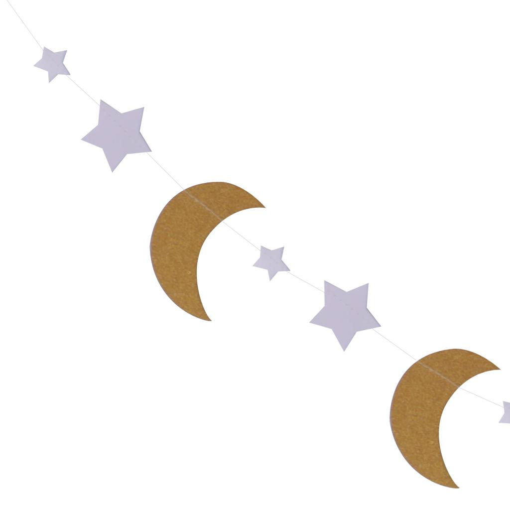 Glitter Moon & Star Bunting Banner for Kids Room Nursery Hanging Decoration