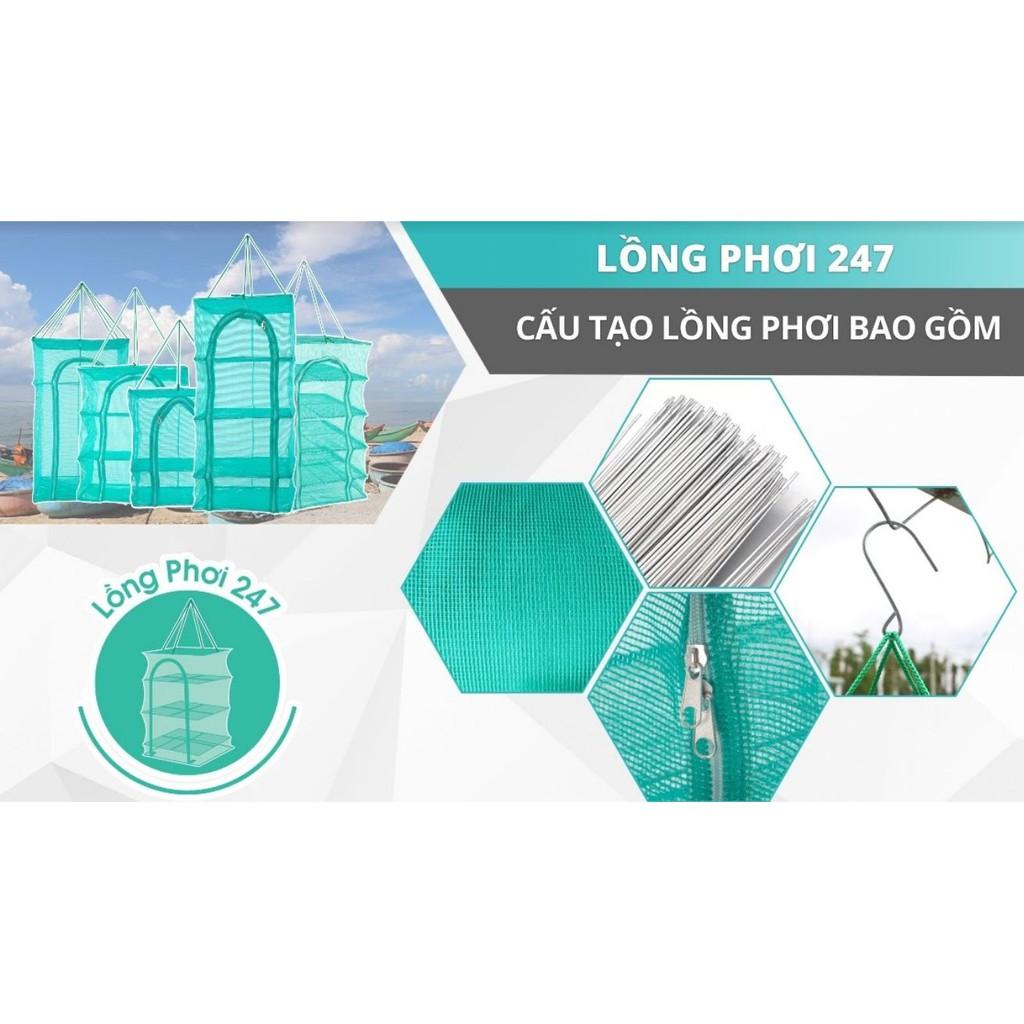 45x45x60cm Lồng lưới phơi khô thực phẩm phơi cá chống côn trùng treo 4 tầng để phơi cá khô có thể xếp gọn