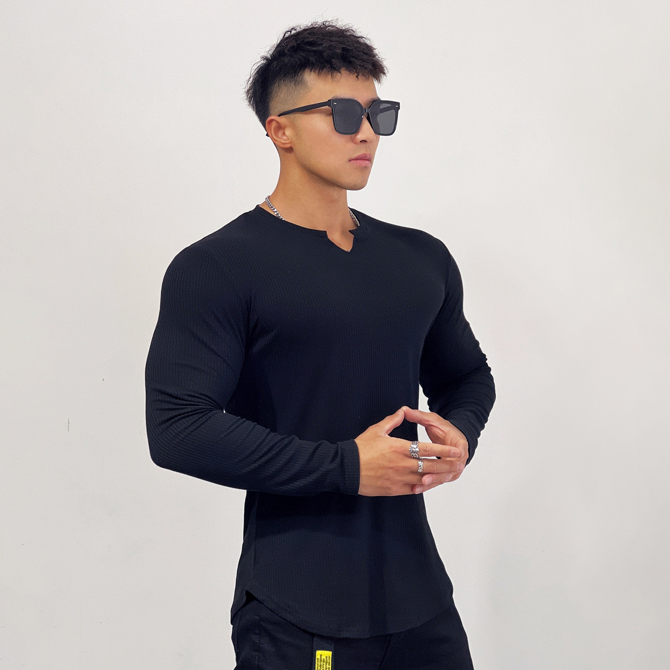 Áo dài tay gym nam thu đông tăm cổ tim/Áo dài tay co giãn 4 chiều/Sự lựa chọn số 1